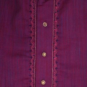 Berry Purple Cotton Long Kurta With Pajama