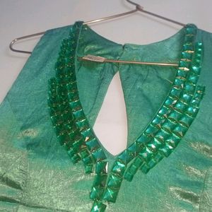 Sea Green Glass Work Party Gown