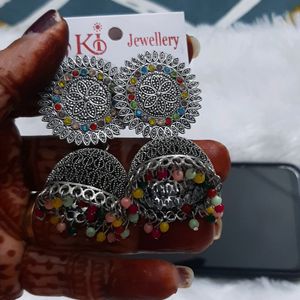 Beautiful Oxidised Zhumka Earrings