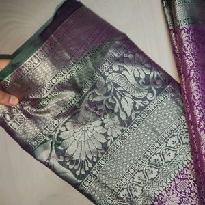 New Purple Colour Saree With Unstitched Blouse Pie