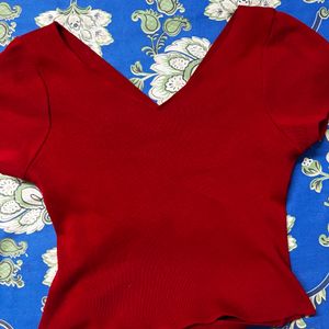 Red Criscross Back Crop Top