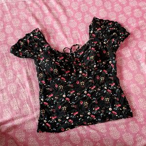 Padded Floral Crop Top