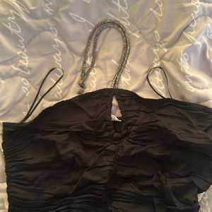 H&M Gathered satin halter-neck top