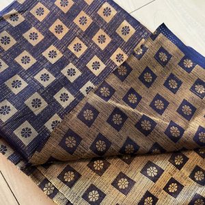 Blue Organza Silk  Saree Vth Blouse