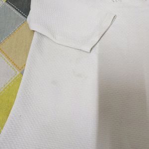 White Office Top With Pearl Embroider