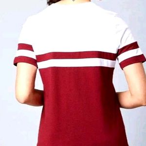 Casual Maroon Colour Tshirt For Daily Wear