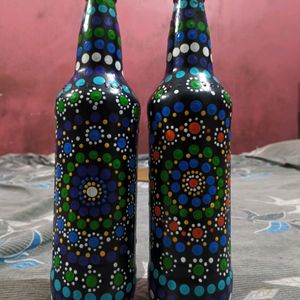 Handpainted Manadal Art Glass Bottles