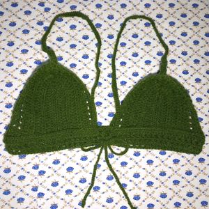 Crochet Bra Top_ Olive Green