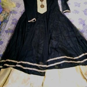 One Tym Used Black Anarkali Suit Set