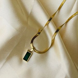 Green Pendant Chain Anti-tarnish