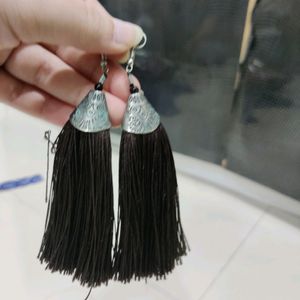 Brown Tassel Pattern Earrings