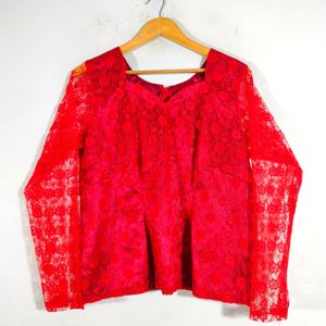 Red Floral Net Tops (Women's)