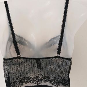 SEXY BLACK NET CORSET TOP