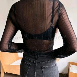 Solid Sheer Mesh Top Without Inner