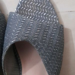 Grey With Silver Coating Heels