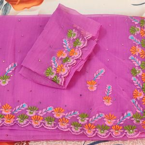 Embroidery  Cutwork Saree