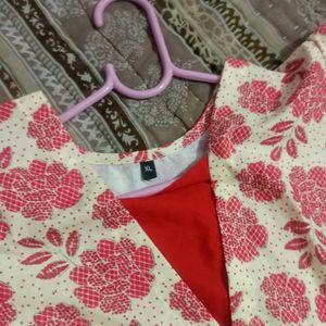 New Aline Flower Print Cotton Kurti