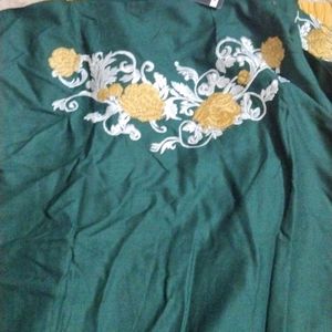 Green Colour Top With Yellow Plazo Designer Hands