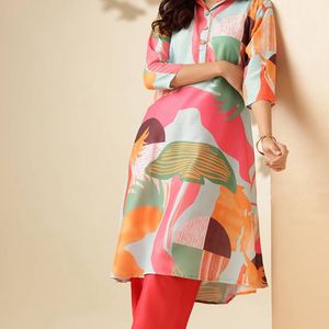 Collar Shirt With Pant Co-ords Set For Women