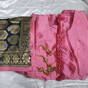 Party Wear Designer Gown With Banarasi Rupatta