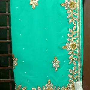 Georgette Saree With Machine Embroidery