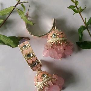 Pink Earring With Beautiful Work