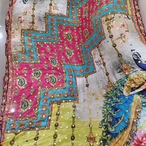 Soft Silk Dupatta With Real Mirror Work