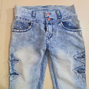 Blue Washed Jeans For Women