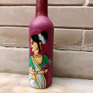 Handpainted Women Art On Glass Bottle