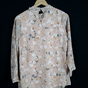 Light Peach Floral Printed Top ( Women's )