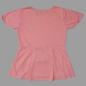 Elegant Peach Peplum Top - Soft & Stylish Casual