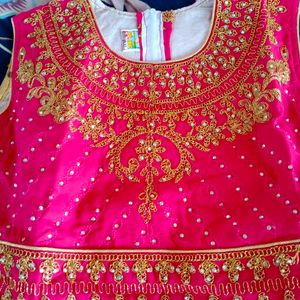 Umbrella Fancy Dress With Kundhan Work Pink Colour Never Used