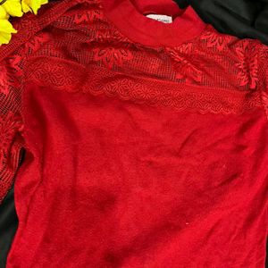 Red bodycon warm net dress