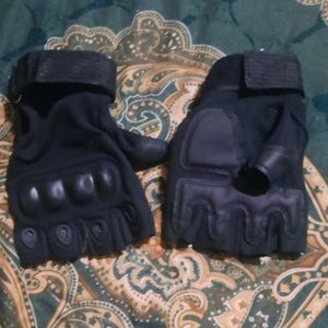 Black Padded Gloves For Cycling, Biking