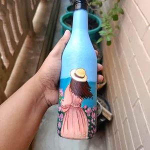 Aesthetic Handpainted Girl Art On Glass Bottle