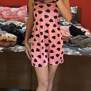 Pink Dress With Heart Prints