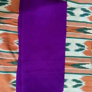 Purple Saree With Printed Blouse Piece