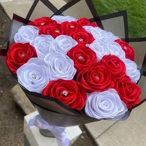 Aesthetic Ribbon Rose Bouquet With Glitter