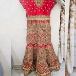 Bridal Long Gown In Red With Dupatta ❤️