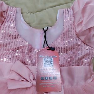 Sequence Dress with highlighted net sleeve-Pi