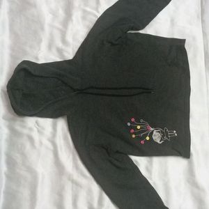 Charcoal Croped Hoodie