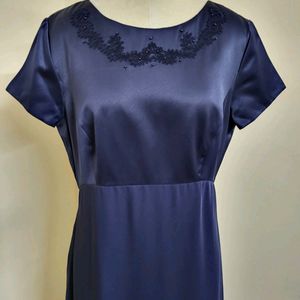 Navy Blue Satin Gown