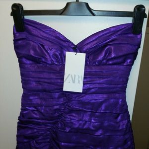 Zara Lilac Strapless Draped Mini Dress