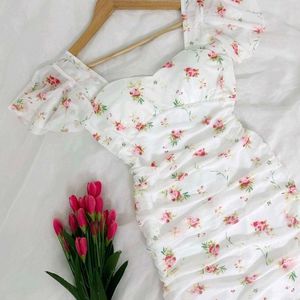 White Floral Mesh Dress