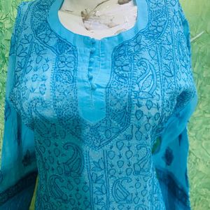 New Lakhnvi Blue Kurta