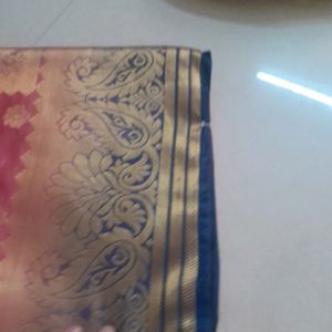 Pink And Navvy Blue Saree