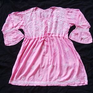 Chikankari Pink Kurti