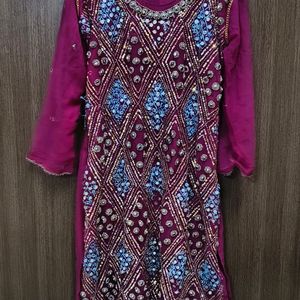 Georgette Kurta Full Front Work