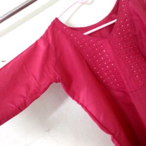 Long Hot Pink Color Kurti