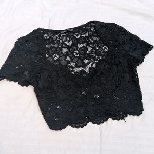 Zara Black Lace Crop Top